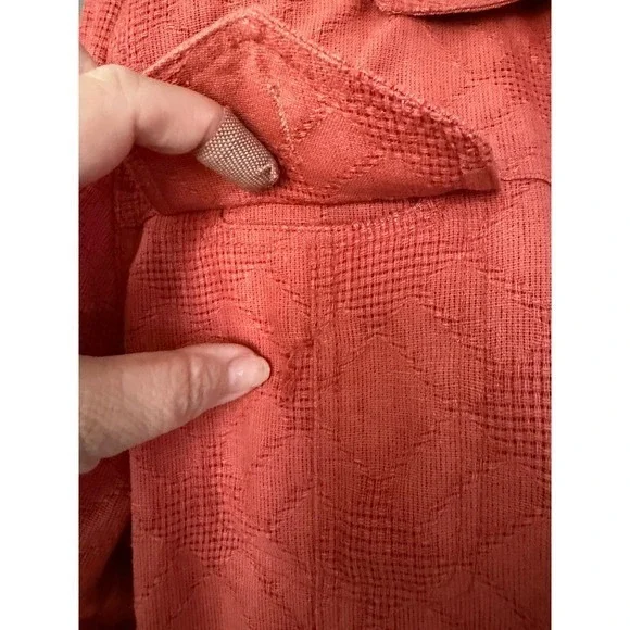 Coldwater Creek Linen Blend Button Jacket Womens L Coral Coastal Classic Shacket - Picture 9 of 11